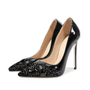 Women Pointed Toe Patchwork Sequin Shoes Pumps Slingback Banquet Ladies Stilettos Design Ladies Shoes