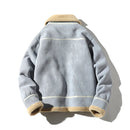 Men Leather Patchwork Fleece Jacket Winter Motorcycle Leather Coat for Male