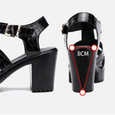 Heel Platform Sandals Patent Leather Summer Buckle Elegant High Heels Sandals Women