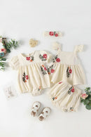 Baby outfit set with floral patterns on a white background, Obroi
