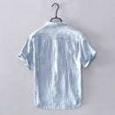 Simple Oxford spinning solid short shirt for men's linen thin casual short sleeve shirt