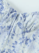 Women Summer Sweet Floral Sleeveless Midi Dress Cute Square Collar Sexy Backless Chic Split Tank Dresses