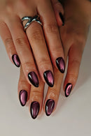 10pcs Handmade Pink Cat Eye Press On Nails Almond short Glossy Handmade Fake Nails Shimmer False Nail Spring nails