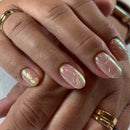 24pcs Simple Press on Nails Set 3D Decorated False Nails with Sticky Tabs Short Round Nail