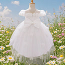 Little girl flower bow decoration party dress cute suitable for one-year birthday ceremony Flower girl flower