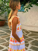 Lace Up Halter Dress Pleated Layered Suspender Loose Holiday Style Beach Strap Long Dresses