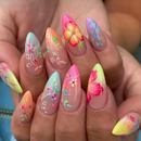 Gradient Flower Design Press on Nails Mid-length Almond naNails Wearable Finished Full Cover Nails Tips