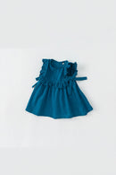 Blue dress with ruffles on a white background, Obroi
