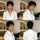 Curly Pixie Cut Wig For Women Human Hair Breathable Rose-Patterned Inner Net Soft Cap Tangle-Free