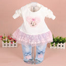 Baby Girls Denim Clothing Sets Dress Tops  Jacket and Jeans Trousers Autumn Clothing Baby Girl Suits