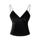 Black strappy top on a white background, Obroi