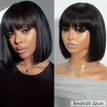 Ginger Straight Short Bob Human Hair Bob Brown Color Human Hair Wig with Bangs