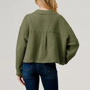 Women Jacket Thin Solid Long Sleeve Top Single Breasted Shirt Coat Vintage Clothes