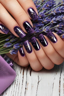 Starlight Ballet Press on Nails Art Purple Short Square False Nails Sets Starry Sky Design Full Cover Nail Tips Nail