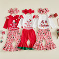0-18M Lovely Baby Girls Christmas Clothes Sets Letters Romper with Plaid Pants Headband