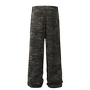 Camouflage Cargo Pants Mens with Rivets Safari Style Straight Loose Casual Trousers Men
