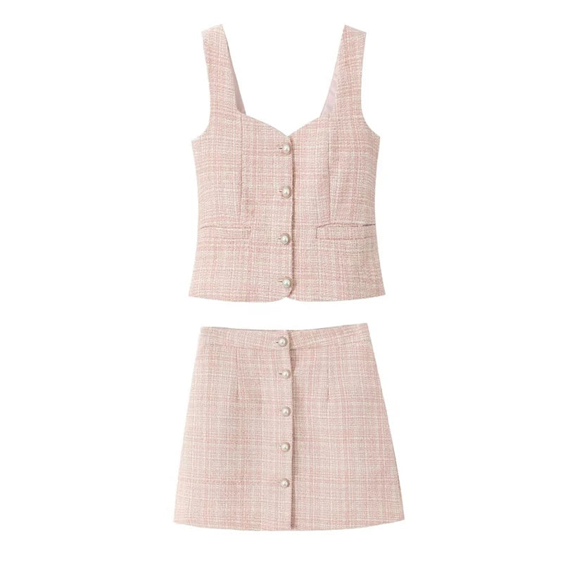 Women Tweed A-line Mini Skirt Office Lady Elegant Autumn Winter Skirts