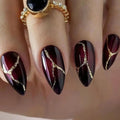 24pcs Almond False Nails Red Press on Nails Fake Nails Glitter DIY Manicure Detachable Nail Tip