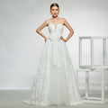 Dress Elegant V-Neck Bowknot Wedding Dress Sleeveless Button Ball Gown Floor Length Simple Bridal Gowns Wedding Evening Dresses