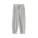 Spring and Autumn Retro Lazy Style Beaded Lace-up Sweatpants Women's Solid Color Loose Casual Elastic Waist Harem Pants