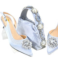 Shinning Crystal Mid Heel Gold Newest Shoes and Bag Set