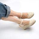 Summer Women Sandals Laces Upper Espadrilles Round Toe Wedges