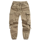 Beige cargo pants on a white background, Obroi