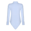 Women Bodysuit for Office Lady Turn-down Collar Long Sleeve Button Down Easy Care Work Bodysuit Shirt for Evening Cocktail Party