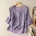 Women's T Shirt Casual Summer Cotton Linen Solid Loose Blouse