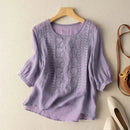 Women's T Shirt Casual Summer Cotton Linen Solid Loose Blouse