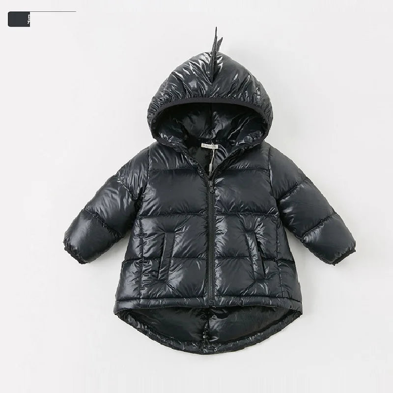 Children's dinosaur down jacket children's hooded solid down jacket cartoon winter coat