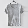 Summer Short-Sleeved Men Thin Section Casual Round Neck Cotton Short Solid Pullover Bottoming Sweatshirt T-Shirt