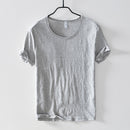 Summer Short-Sleeved Men Thin Section Casual Round Neck Cotton Short Solid Pullover Bottoming Sweatshirt T-Shirt