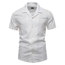 Jacquard Men's Short Sleeve Shirts  Turn-down Collar Casual Summer Shirts for Men