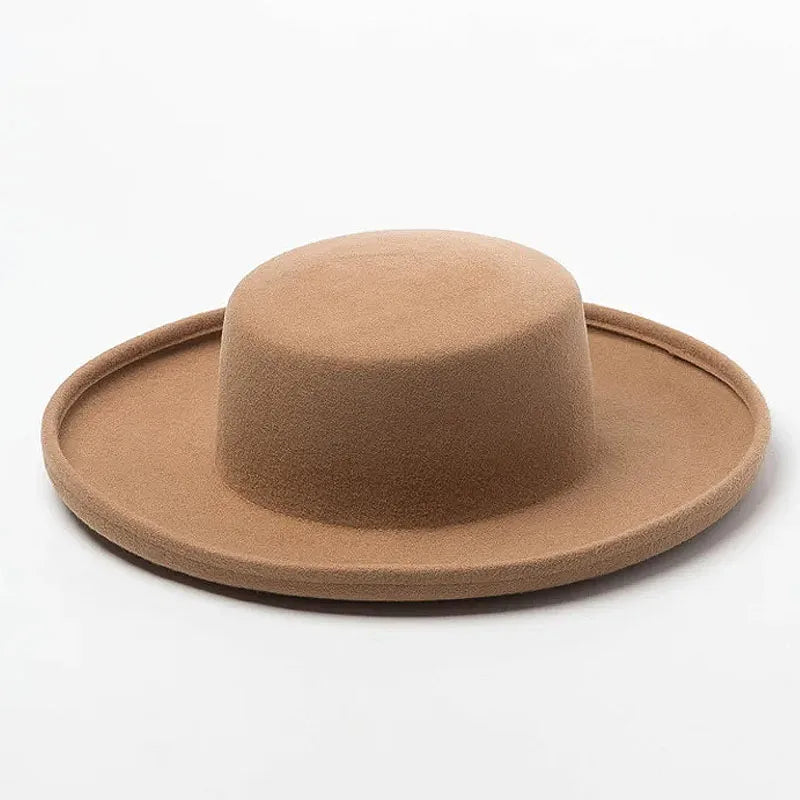 Classical Hat Flat Top Hats Warm Winter Wool Fedora Hats Brim Derby Ladies Hat
