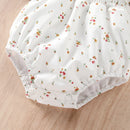 Baby Girls Clothing Girl Romper Short Sleeve Doll Collar Button Closure Flower Casual Summer Jumpsuits Outfit