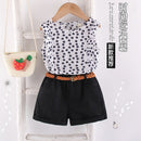 Summer Chiffon Suit 2 Sleeveless Tops Shorts Two Piece Set Women Floral Children Clothing Suit Outfits
