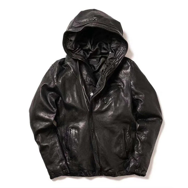 Men Slim Fit Genuine Leather Jacket – Stylish Casual Biker Coat for All Seasons