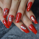 Red Press On Nails With Designs Pearls Lipstick Shape Luxury naNails Long Medium Artificial Nail Tips