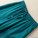 Embroidery Solid Casual Cotton Linen Women's Pants Wide Leg Full-Length Pants For Women