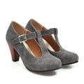 Women's T-Strap Round Toe Pumps, Elegant Dress Heels
