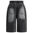 Men Denim Shorts Pockets Patchwork Loose Wide Leg Jeans Shorts Summer Casual Shorts