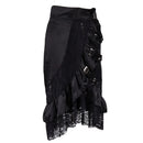 Black Satin & Lace Floral Ruffles Steampunk Skirt Burlesque Vintage Sexy Skirts Womens Gothic Clothing