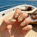 30Pcs 3D Ocean Nail Charms Resin Gold Series Starfish Art Decorations Mini Beach Summer Nail Accessories