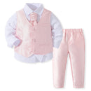 Boys Sets Clothing Shirt Vest Pant Formal Outfit Baby Suits Toddlers Party Bow Tie Children Birthday Elegant Brothers Clothes