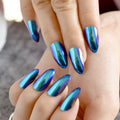 Chameleon Nails Holographic Color Shiny Ladies Acrylic Nail Art Tips 24pcs False Nails with Glue sticker