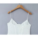 Elegant Women Lace Chiffon Sling White Dress Sleeveless V Neck Summer Ladies Party Mini Dresses