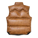 Winter Leather Down Vest Men Casual Genuine Natural Stand Collar Single Breasted Vest