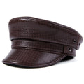 Hat Military Hat Genuine Leather Plaid Pattern Punk Rock Real Leather Autumn Winter Cap
