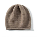 Pure Cashmere Hat for Women Winter Jacquard Solid Striped Knitted Hat Outdoor Warm Cap